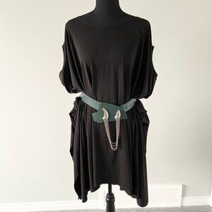 Okakie Black Oversized Asymmetrical  Dress